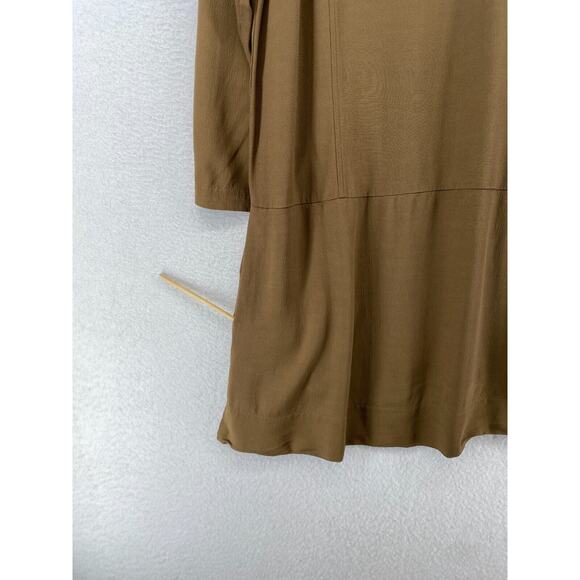 EILEEN FISHER Dress XS Shift Tencel Viscose Scoop Neck Long Sleeve Brown - Picture 5 of 16